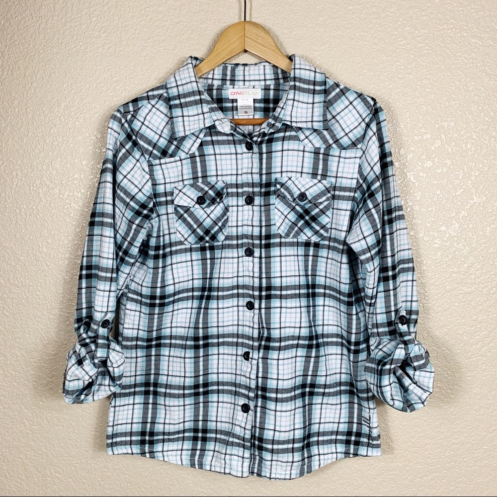O’Neill flannel button down top size xl EUC